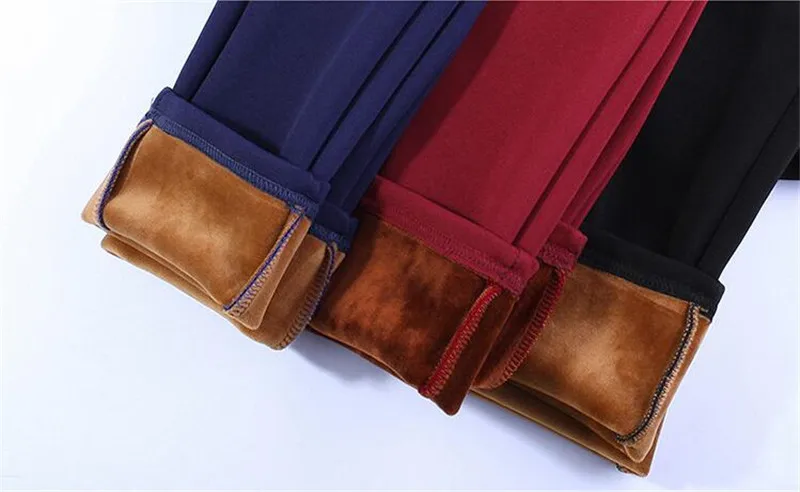 Зимние европейские и американские женские теплые леггинсы облегающие флисовые плотные бархатные штаны с высокой талией эластичные женские красные и синие повседневные длинные брюки