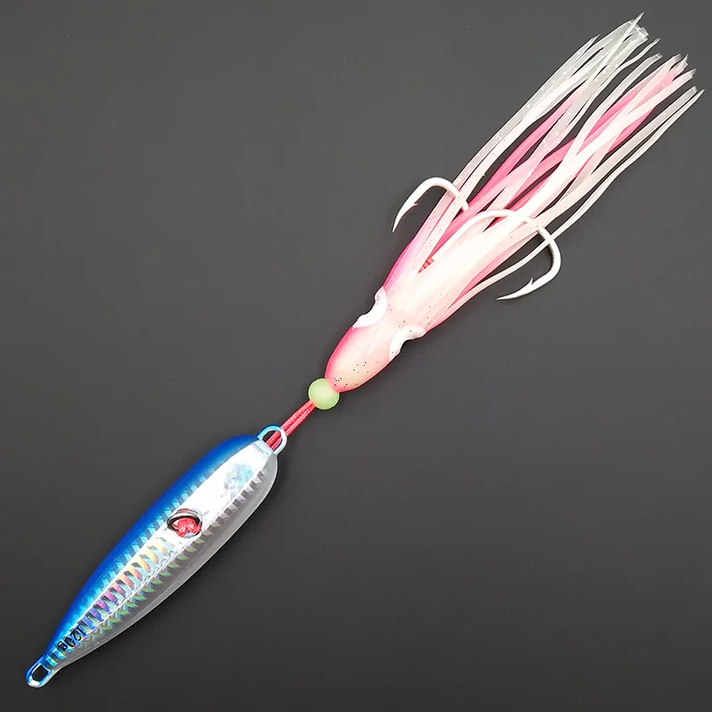 Lunker Inchiku Glow Metal Lento Jig Polvo Saia Japão Snapper Grouper Marlin Jigging Água Salgada Mar Barco Isca 120g 150g 200g 6 lento jig polvo saia japão snapper grouper