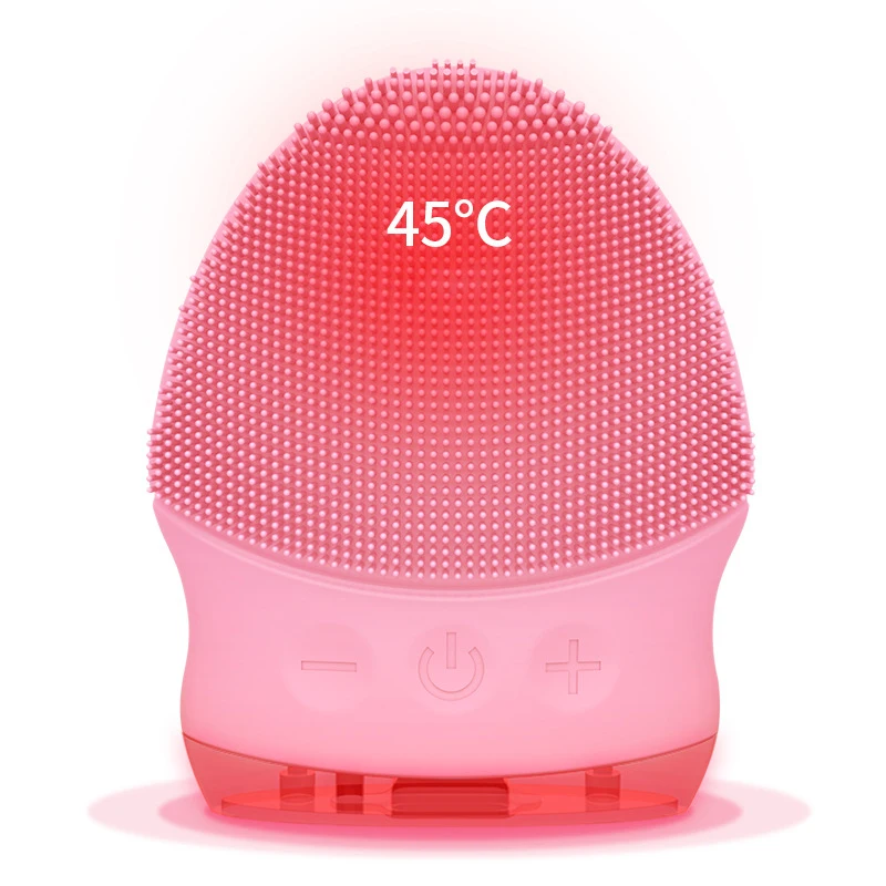 Pink Warm Очищающая щетка для лица, электрическая силиконовая Очищающая щетка для лица, мини звуковая щетка, очищающее средство для лица, очиститель пор, глубокое очищение - Цвет: Pink Warm