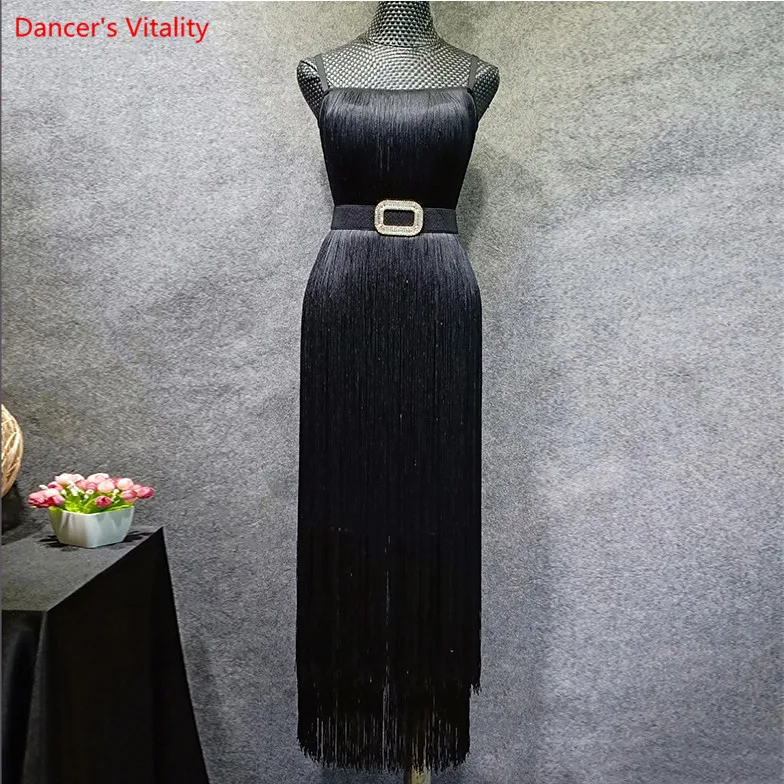 Adult Female Latin Dance Dress 2018 New Sexy Sling Split Tassel Dresses Women Rumba Samba Stage Performance Costumes | Тематическая
