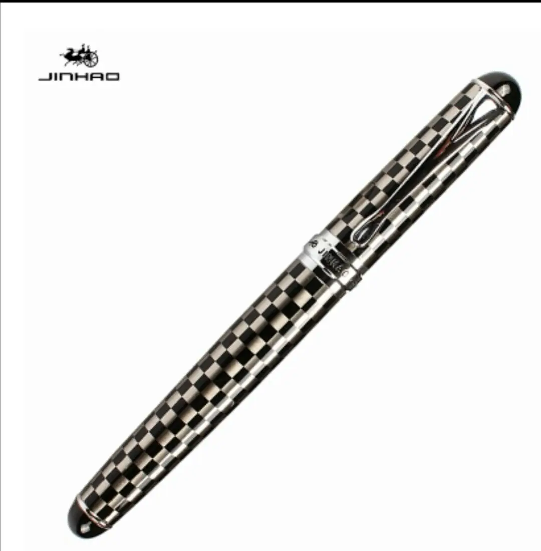 CheckerBoard Jinhao X750 каллиграфия авторучка чернильная ручка Fude ручка серебро изогнутое перо 18KGP 1,0 мм Fude перо канцелярские принадлежности для офиса и школы - Цвет: CheckerBoard
