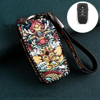 

For Toyota Crown CHR Auris Corolla Camry Prado Fortuner RAV4 Avensis Verso Yaris Aygo Scion leather Car Key Case Cover Chain