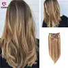 VSR 120g 150g Double Drawn Thick Machine Remy Hair Natural Clip Ins 7pcs/set 8pcs/set Remy Human Hair Clip In Hair Extension 1