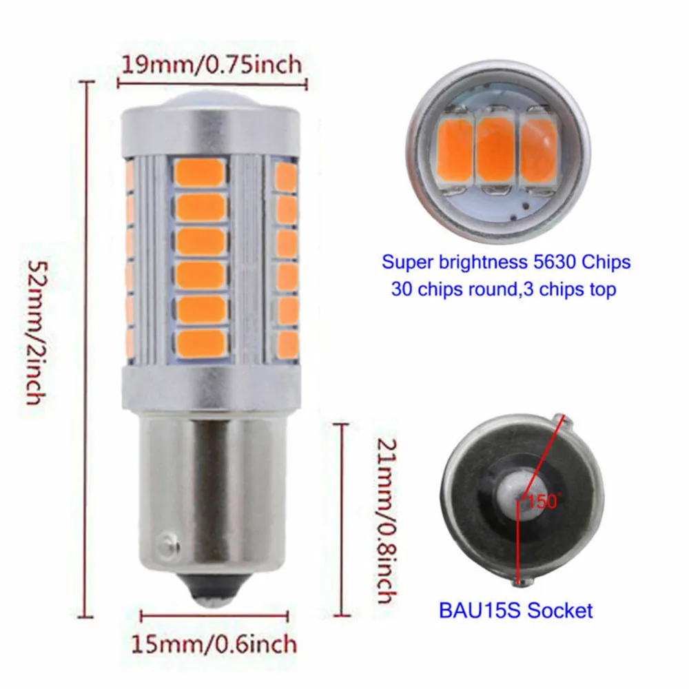 12V BAU15S PY21W 1156PY Авто Янтарный 33SMD светодиодный индикатор поворота светильник комплект