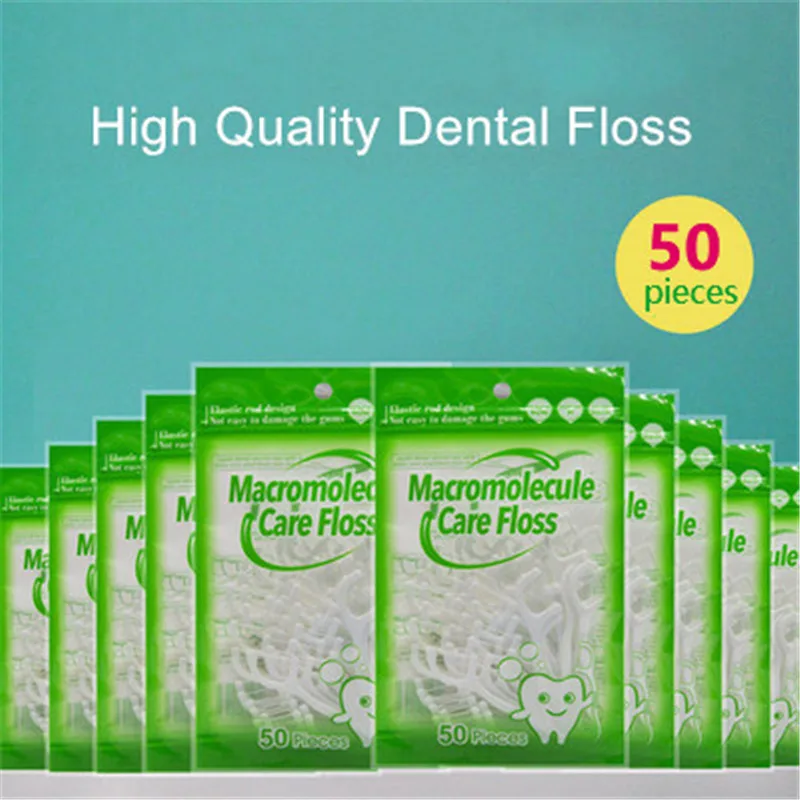 Dental Floss Flosser Picks Toothpicks Teeth Stick 50pcs Tooth Cleaning Interdental Brush