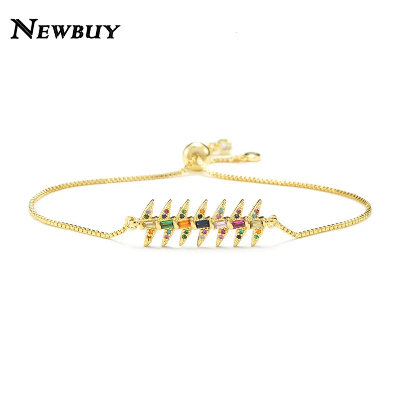 cmoonry Copper Material Gold Chain Bracelet Lightning Charm For Women Rainbow Color CZ Jewelry Gift Lovers | Украшения и