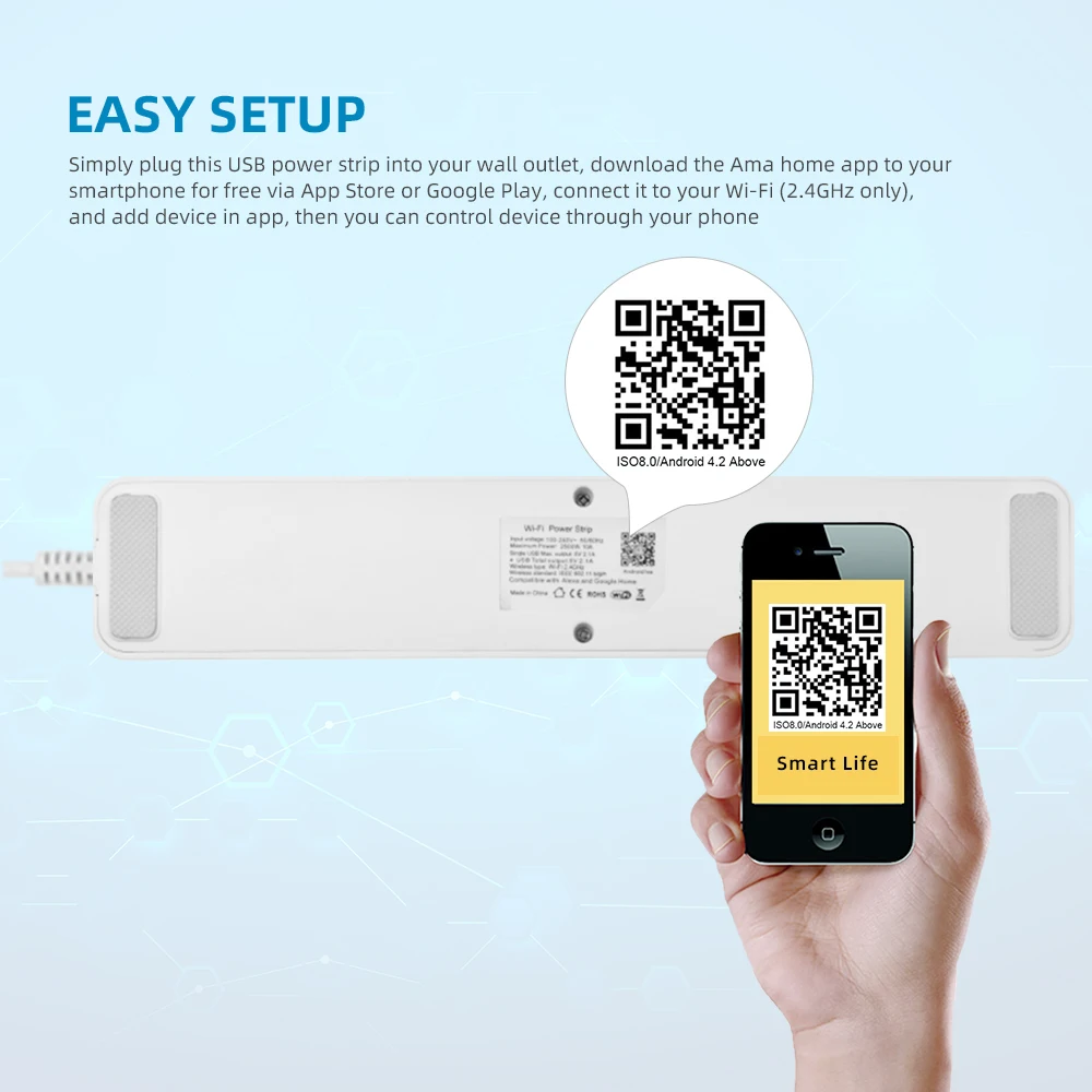 Régua para Tomada Inteligente Universal Plugue Multifuncional Wifi 1.8 m 3.0m 5.0m Usb - Image 2