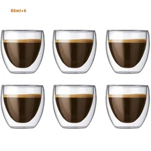 Glass Heat-resistant Double-layer Glass Beer Espresso Coffee Cup Set Handmade Beer Mug Tea Cup Whiskey Glass Drink B200129