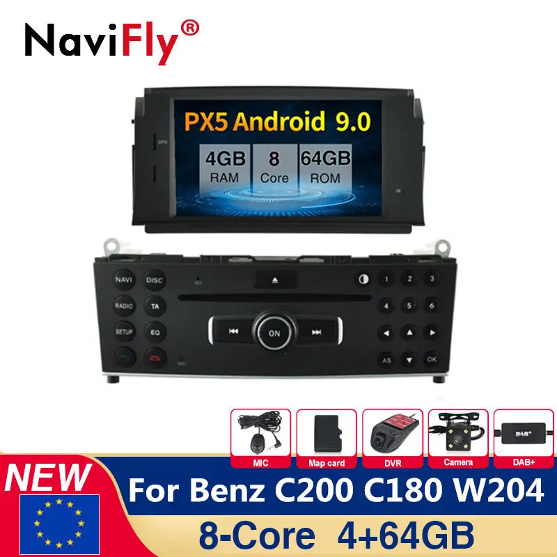 

4+64G Android 9.0 Car DVD Player For Mercedes Benz C200 C180 W204 2007-2010 WIFI Car Multimedia Player GPS Navi Car Radio Canbus
