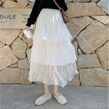 SISHION новые плиссированные юбки с высокой талией и рюшами осень шифоновый эластичный пояс бархатная юбка средней длины для женщин SP0871