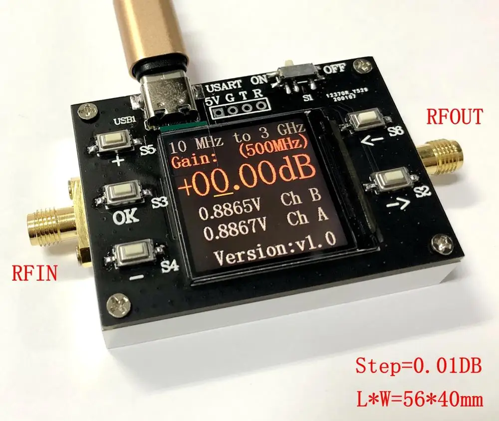 10M 3GHZ 120DB Digitally controlled gain amplifier LCD display 0.01DB
