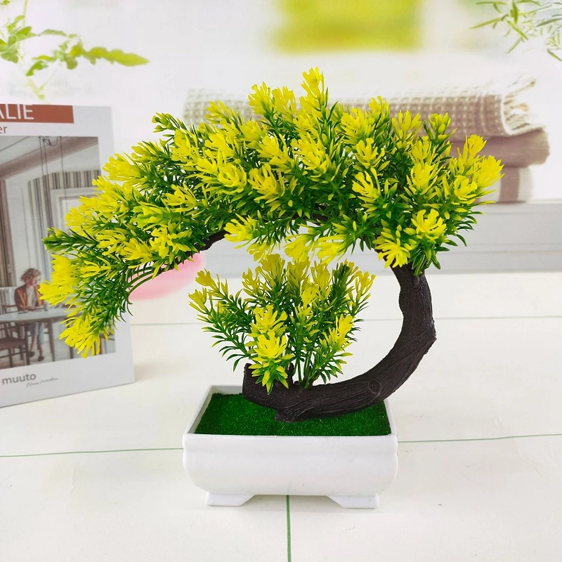 Artificial Crescent Lotus Plant Potted Indoor Table Top Ornaments Simulation Bonsai Craft Fake Green Plant Decoration