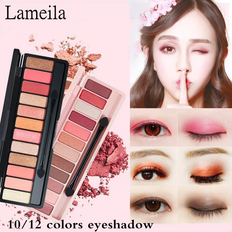 Lameila, новинка, 12 цветов, матовые блестящие тени для век, палитра, мерцающий праймер для глаз, оранжевый/розовый/земляной тон, тени для век, палитра для макияжа, TSLM1