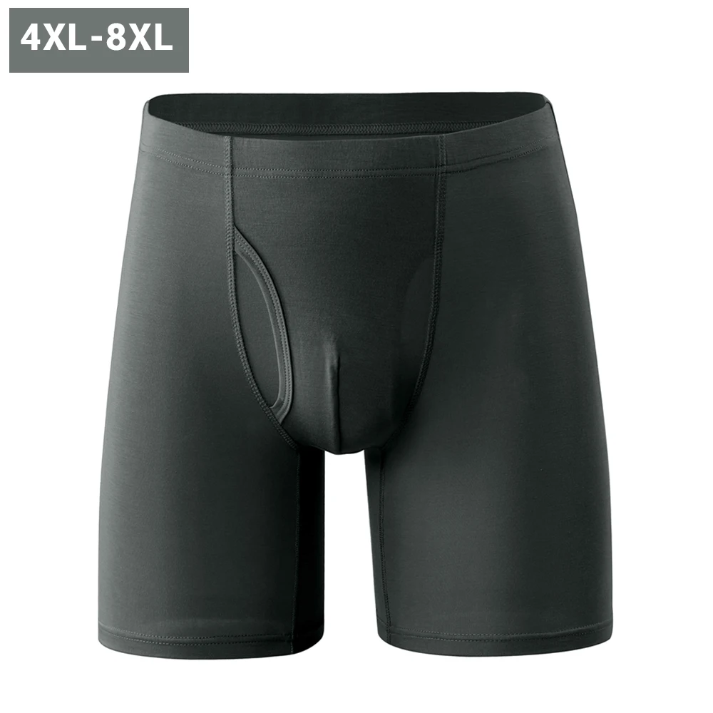 Shionf Super Soft Big Man Boxerbriefs Male Underwear Boxers Side Open Panties Plus Size 8XL Long Leg Breathable Underpants male underwear male lingerie