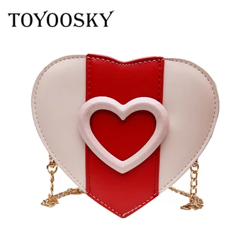 

TOYOOSKY Fashion Round Crossbody Bags For Women 2019 Ladies Heart shaped PU Leather Handbags Female Chain Circle Shoulder Bag