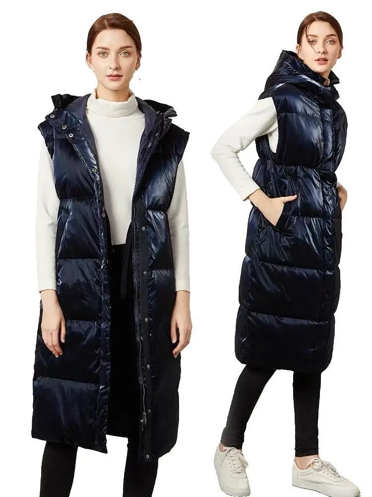 

Korean-style WOMEN'S down Jacket Casual Vest 2019 Winter New Style Loose And Plus-sized Lengthen Hooded Vest