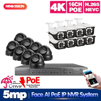 

H.265 16CH CCTV Systems Camera NVR 4k Ultra HD Waterproof 5.0MP Security IP Camera P2P Video Surveillance System Set