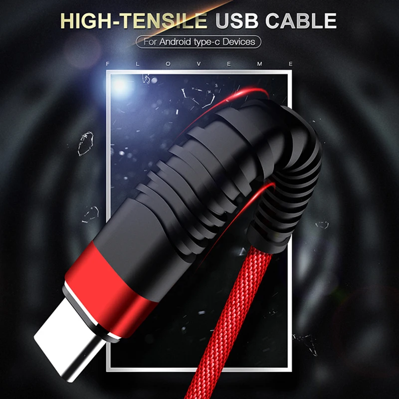 Floveme usb type-C кабель для samsung S9 S8 Быстрая зарядка type-C мобильный телефон зарядный провод USB C кабель для Xiaomi mi9 Redmi note 7