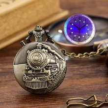 Новая Мода Бронзовый Серебристый светодиодный кварцевые карманные часы ожерелье цепочка винтажный Карманный Брелок часы relogio de bolso