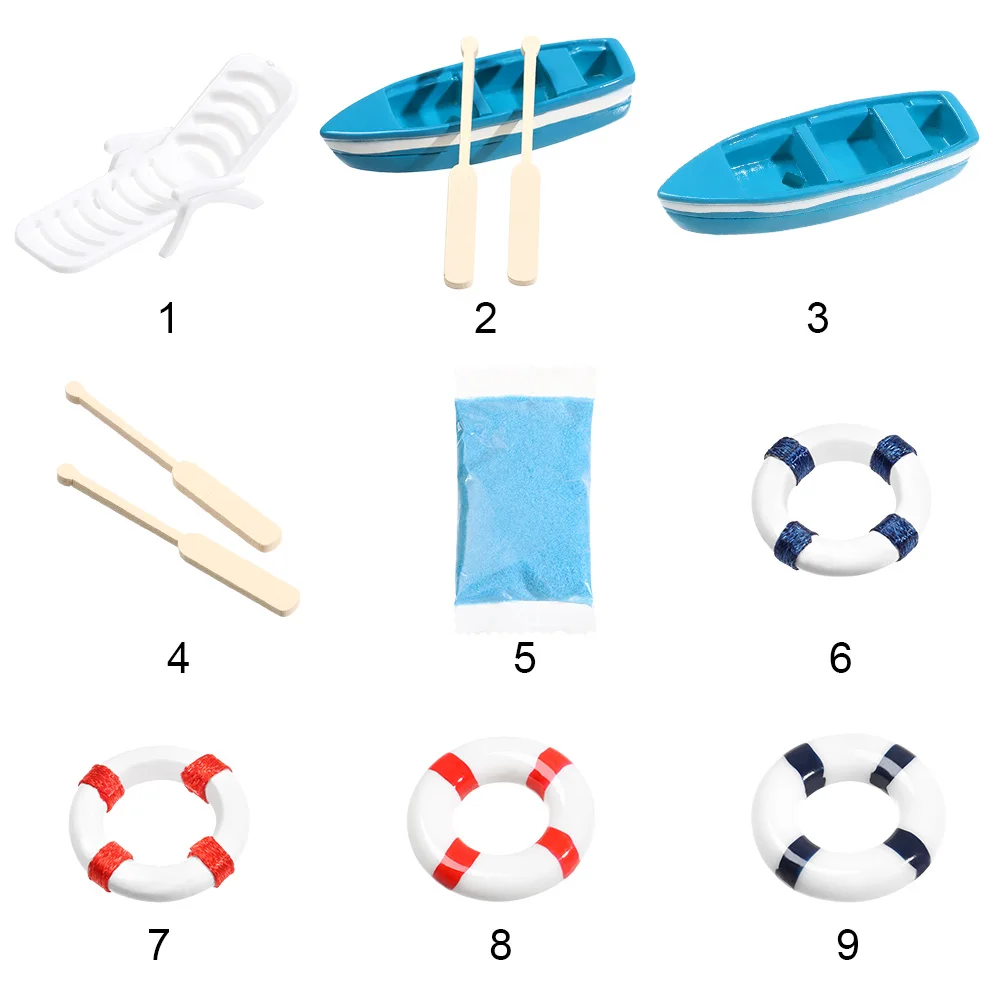 Ornament crafts miniature figurines miniature ornament miniature scenery material 1pc Mini Paddle Boat Beach Chair Sea View Ornaments Micro Landscape DIY Home Decor Fairy Garden Miniature Dollhouse Accessories