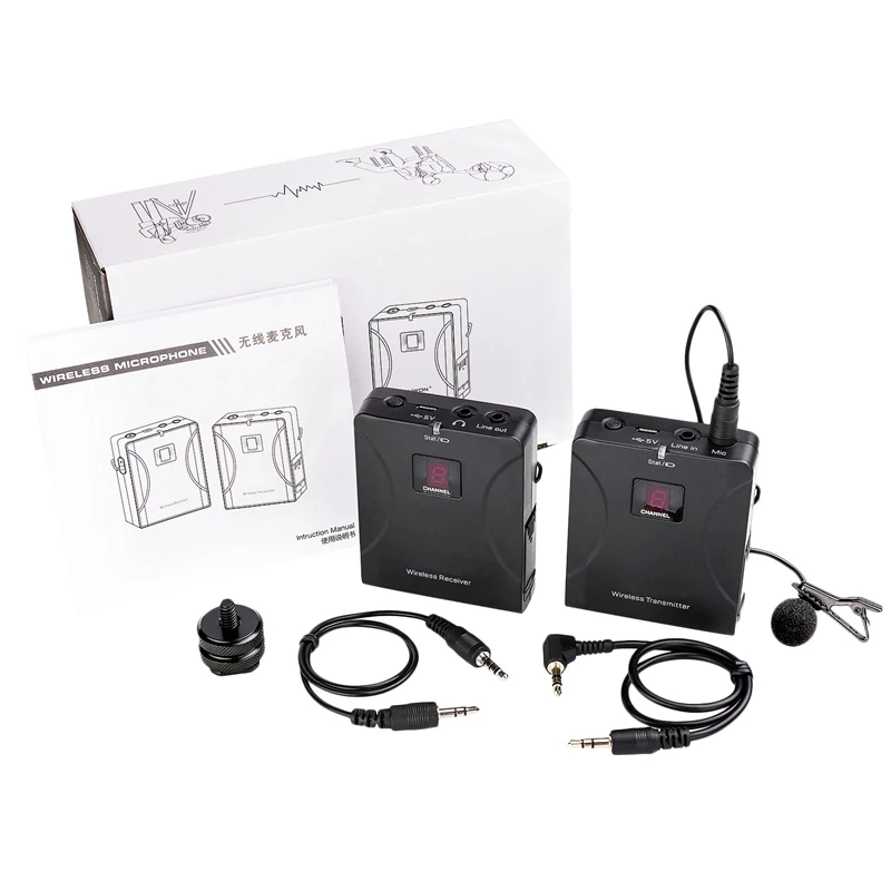  OPQ-Portable Wireless UHF Mic Lavalier Lapel Microphone System with Receiver Transmitter for SLR Ca