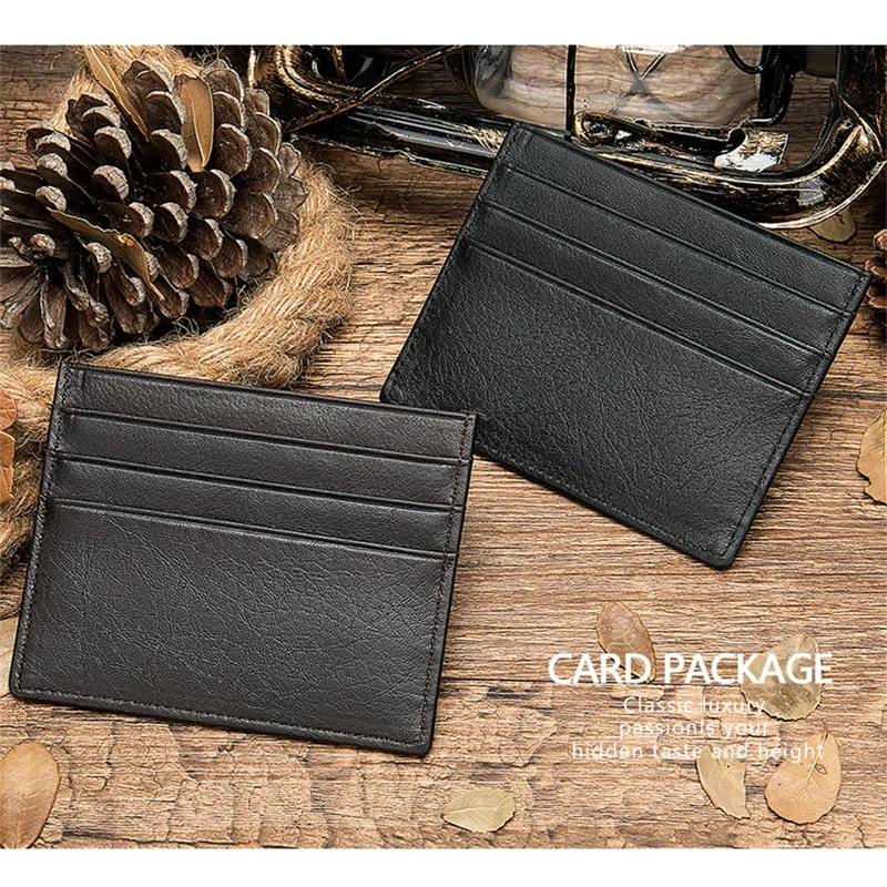 Мужской кошелек из натуральной кожи, бизнес-держатель для карт, для пластиковых карт, повседневные Мини мужские кошельки, ультра тонкие короткие портмоне