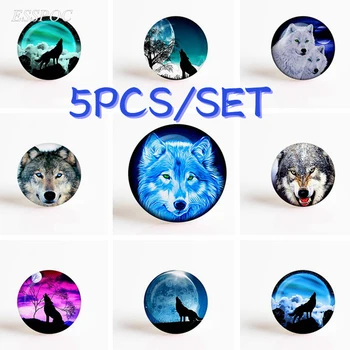 

5PCS/SET Howling Wolf and Full Moon DIY Handmade 20 mm Round Glass Cabochons for Pendaant Making Fashion Jewelry Accessories