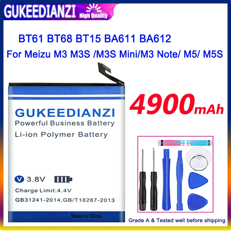 Батарея GUKEEDIANZI BT61 BT15 BT68 BA611 BA612 для Meizu M3 Note L681H M681H / M3S Mini /M5 Meilan 5/M5S 5S