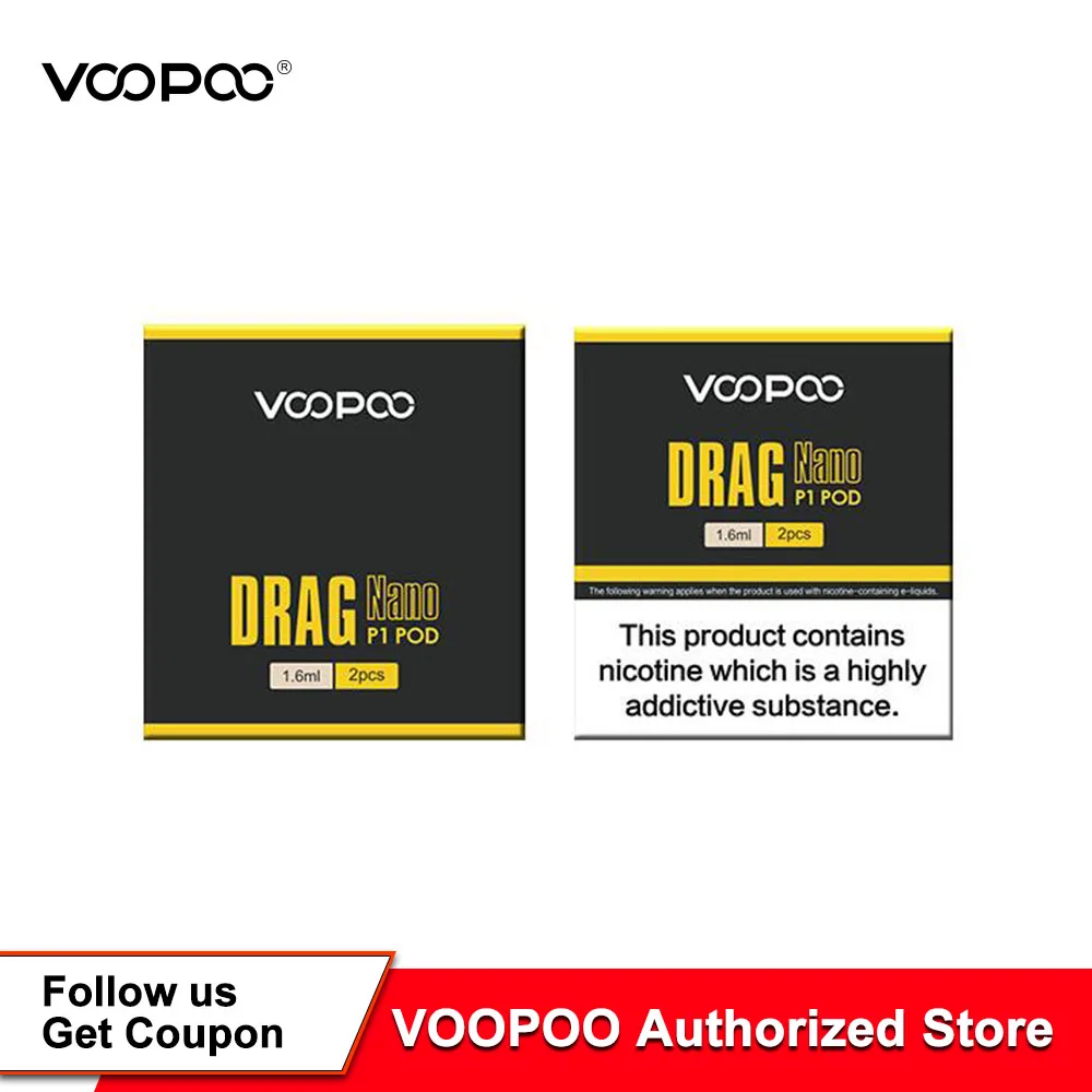 

2PCS/Pack VOOPOO Drag Nano P1 Pod 1.6ml Capacity 1.5ohm Resistance Coils Fit For Voopoo Nano Pod Vape Kit Spare Part