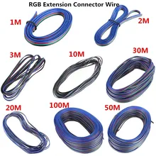 4 Pin Удлинительный провод Соединительный кабель с разъемом кабеля для RGB Светодиодные ленты огни, 1 м, 2 м, 300 см Длина: 10 м 20 м возможностью погружения на глубину до 30 м 50 м 100 м электрические провода