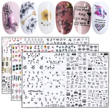 36 шт. наклейки для ногтей на ногти полый слайдер для рисования водяных знаков цветок буквы украшение обертывание маникюр Дизайн ногтей Наклейка JI974-1