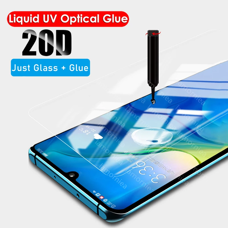 Жидкое закаленное стекло 100D с УФ-клеем для Huawei P30 Pro защитная пленка экрана