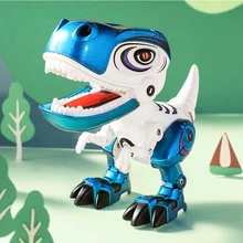 Металлические фигурки динозавров экшн-Игрушки Сплав тело динозавра модель игрушечные тираннозавры со звуком и светом раннее образование для детей