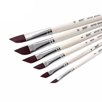 

Beginner 6Pcs Watercolor Paint Brush Set Wood Nylon Angle Head Painting Brush for Acrylic Oil Painting Drawing Brushes Supplies