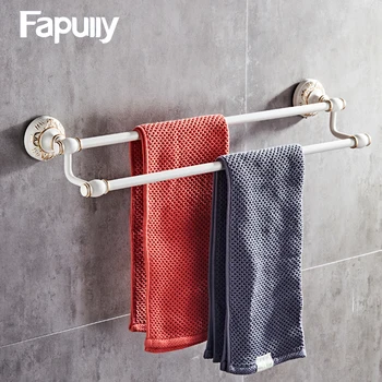 

Fapully Bathroom Hardware Towel Rack Shelf Wall Mounted Aluminum Double Towel Bars Ivory Bathroom Accessories Hardware G128-02W