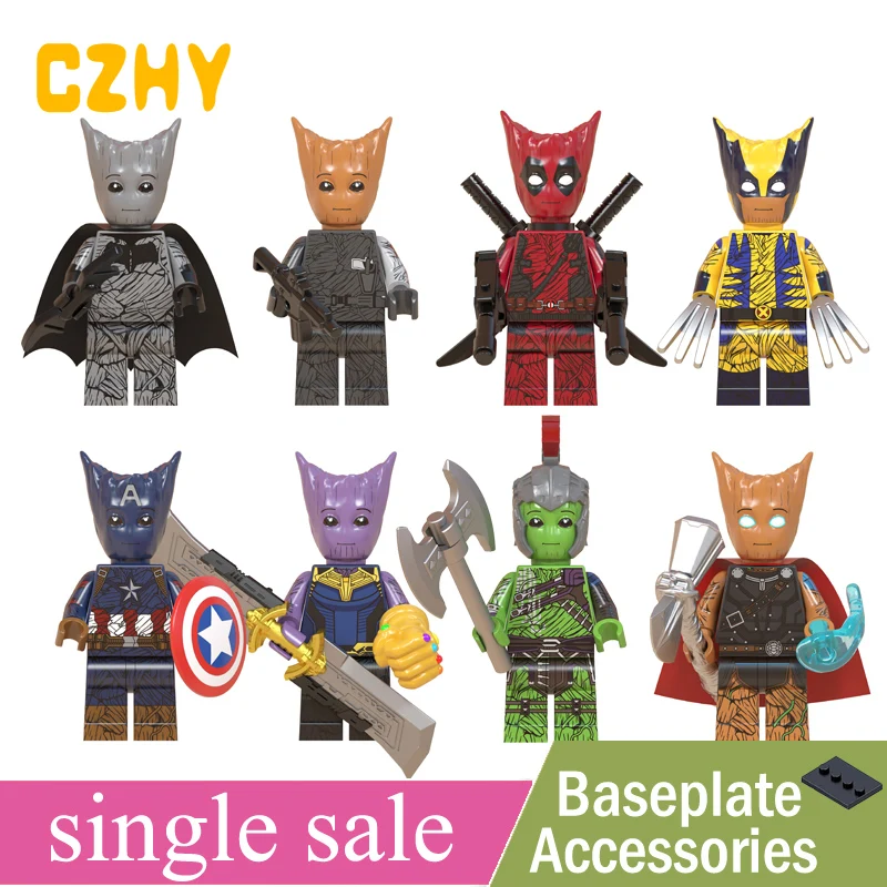 

Winter Soldier Bucky Deadpool Wolverine Cap America Thanos Hulk Thor Building Blocks Toys for Children Gift WM6070