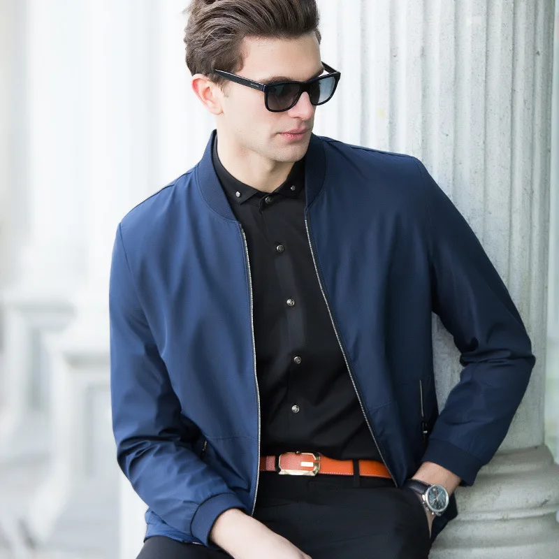 

Jacket Men's 2019 Autumn And Winter New Style American Leisure MEN'S Coat Stand Collar Slim Fit Solid Color Men'S Wear Baseball