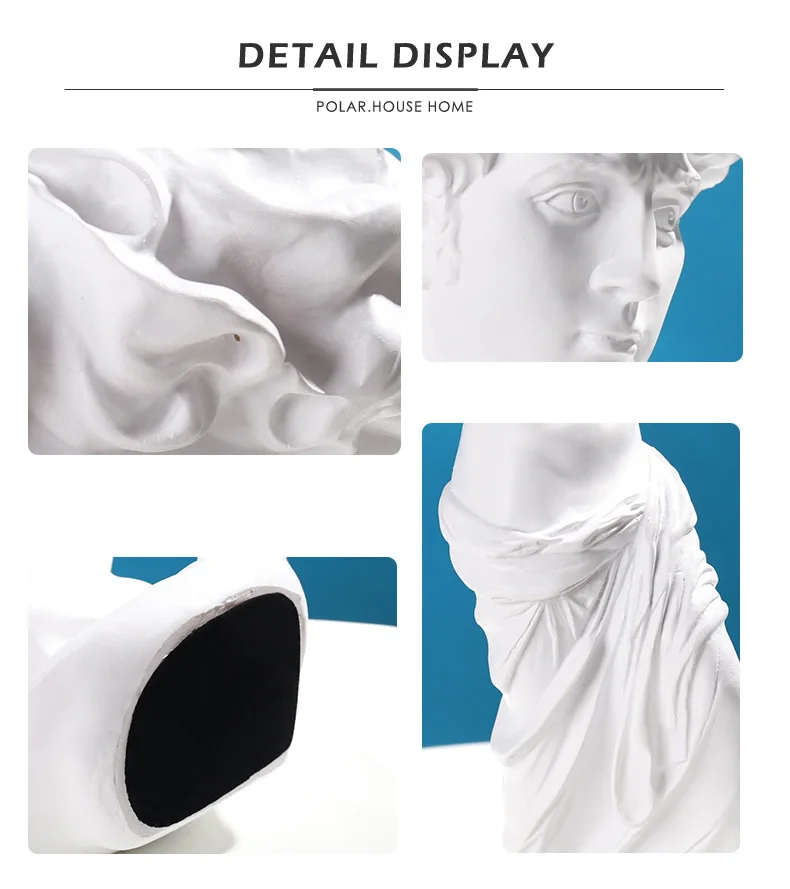 European Classical David Bust Venus Plaster Statue Living Room Decor Character Sketch Figurine Sculpture - 10
