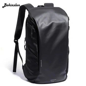 

Bokinslon Casual Student Backpack Male Drawstring Oil Wax Canvas Bag Diagonal Man Travel Backpack