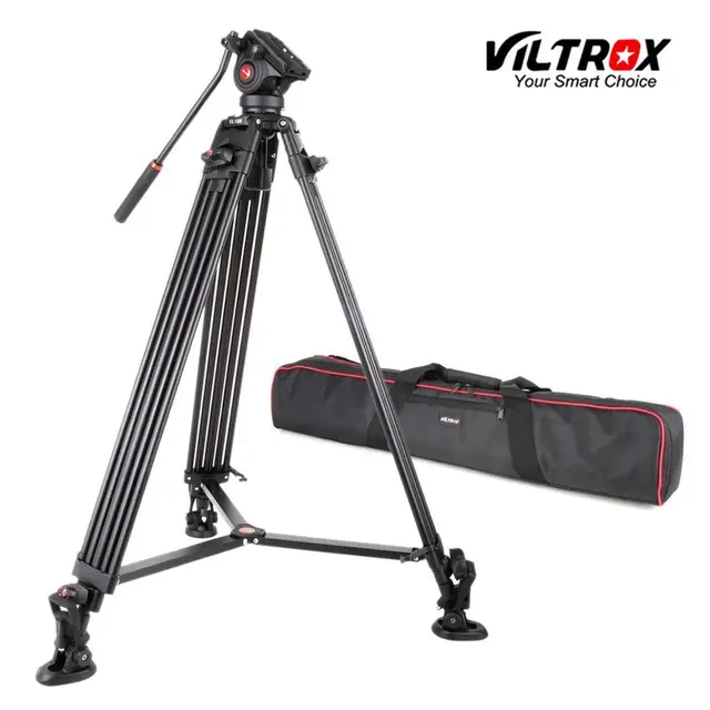 US $123.80 Viltrox VX18M 18M Professional Portable Heavy Duty Stable Aluminum Nonslip Video  Tripod Hydrau