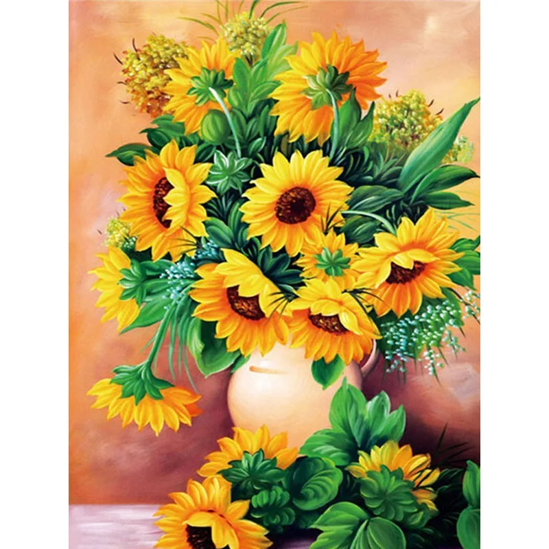 

Fuyun 5D Diamond Painting Full Drill Sun Flower Vase Diamond Mosaic Sale Round Rhinestones Pictures Diamond Embroidery Flower