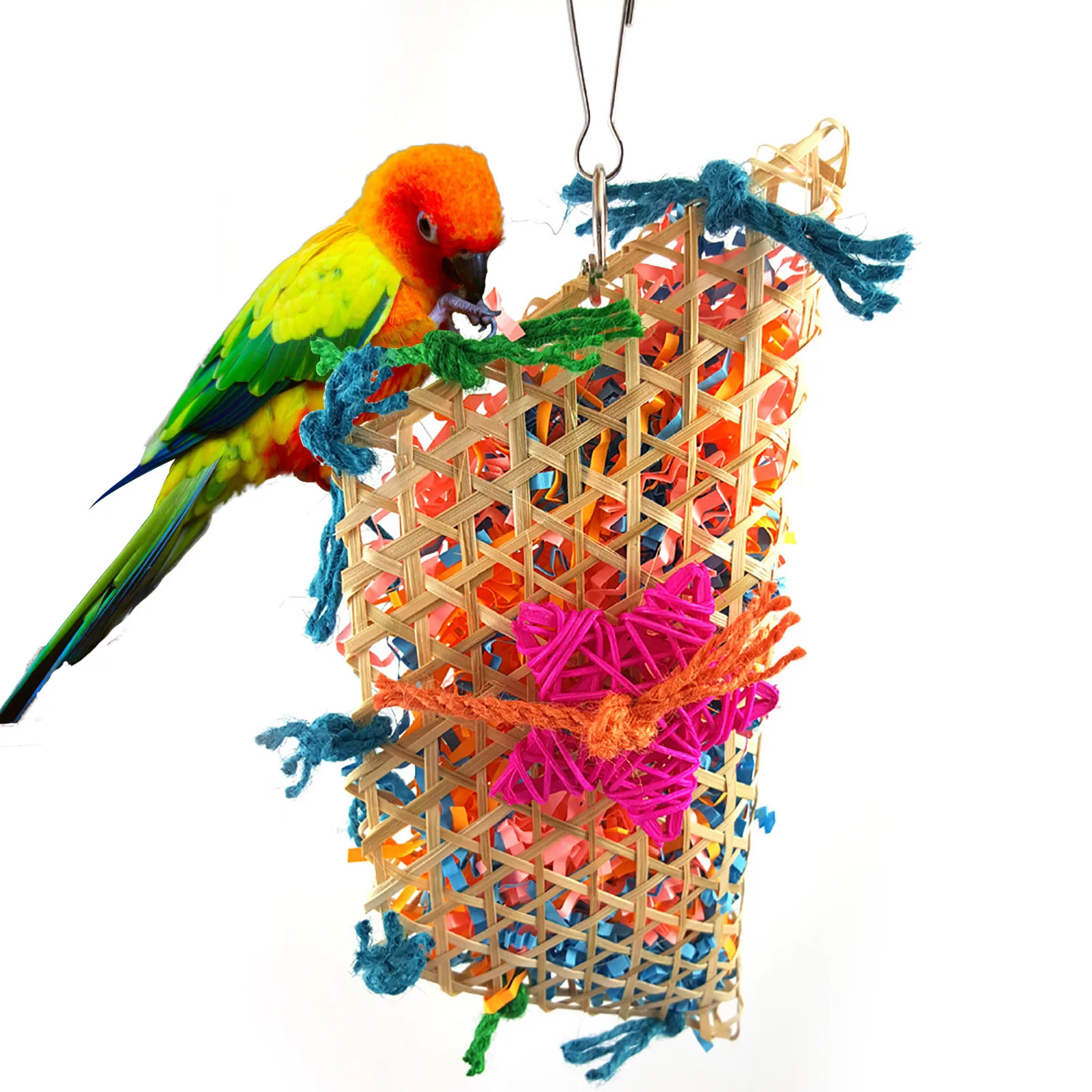 Juguete de mascar para aves mordedura divertida-resistente a la formación loro juguete jaula colgante pájaro de juguete interactivo juguete