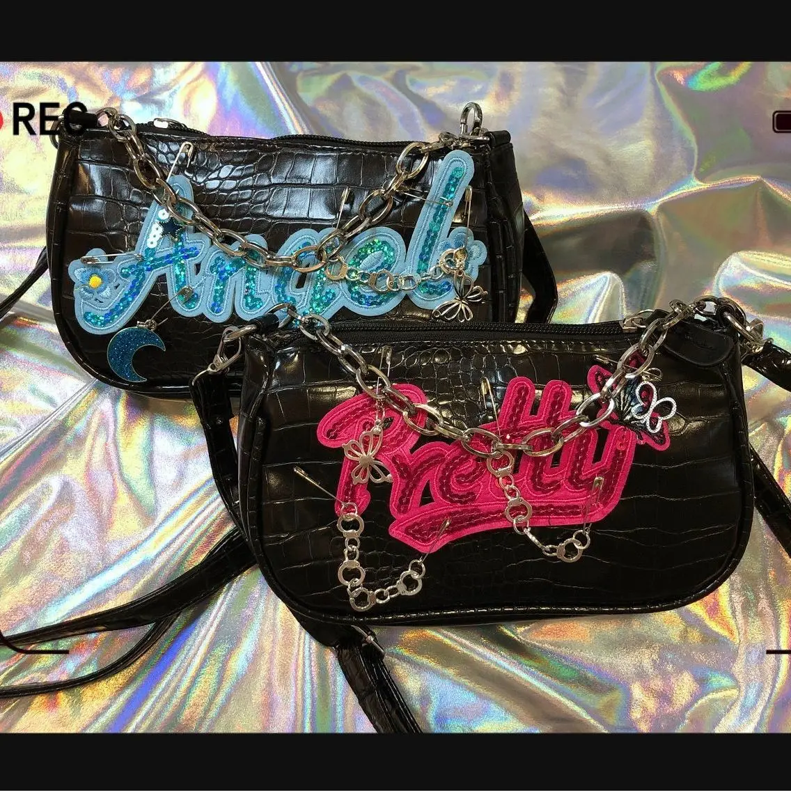 Y2K Shoulder Bag Harajuku Womens Girl Handbags Bags 90s E-girl Metal Punk Messenger Bag Female Letter Sequins Chain Underarm Bag Y2K Shoulder Bag Harajuku Womens Girl Handbags Bags 90s E-girl Metal Punk Messenger Bag Female Letter Sequins Chain Underarm Bag