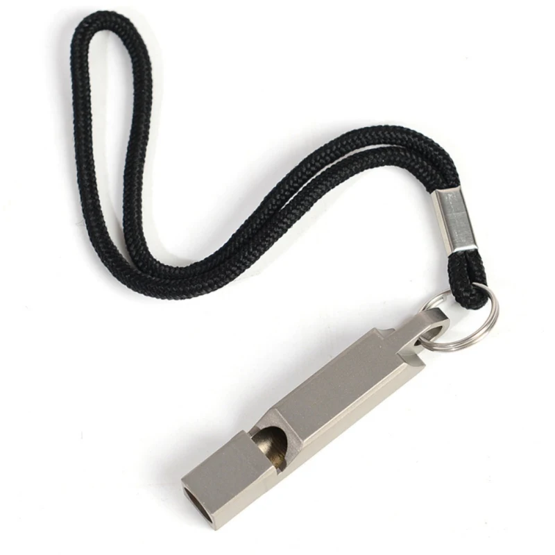 Ultralight Titanium Emergency Whistle with Cord Outdoor Survival Camping Hiking