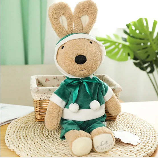 Brown rabbit bow tie WYZHY НОВАЯ РОЖДЕСТВЕНСКАЯ шапка плащ сахарный кролик Рождественский Олень Кролик плюшевая игрушка Рождественский подарок 30 см - Цвет: Brown rabbit bow tie