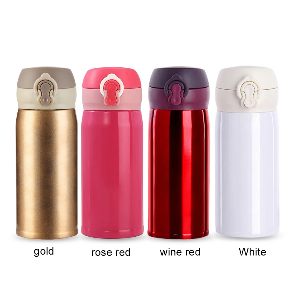 Vacuum Thermos Cup Insulation Cup Bounce Cover Fashion Stainless Steel Bottle 350 Ml Business Trip Heat Preservation Creative