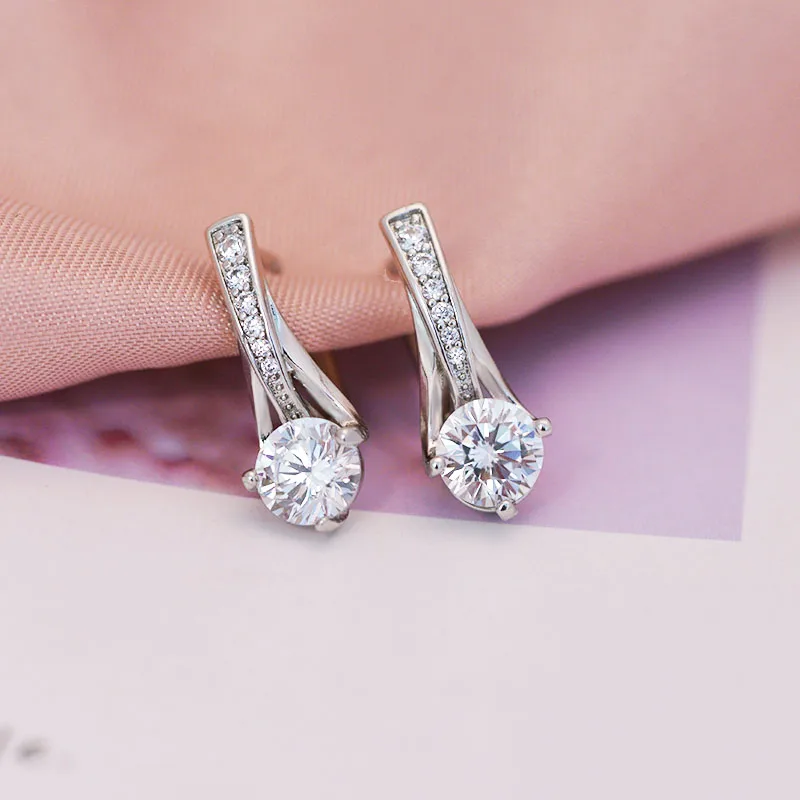 MxGxFam Christmas Gifts White Hoop Earrings For Women Fashion Jewelry Rhodium Gold color AAA+ Cubic Zircon Good Quality