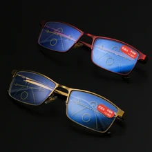 Прогрессивные Мультифокальные очки для чтения для женщин и мужчин, анти-синий светильник, очки для пресбиопии, регулируемые очки для ухода