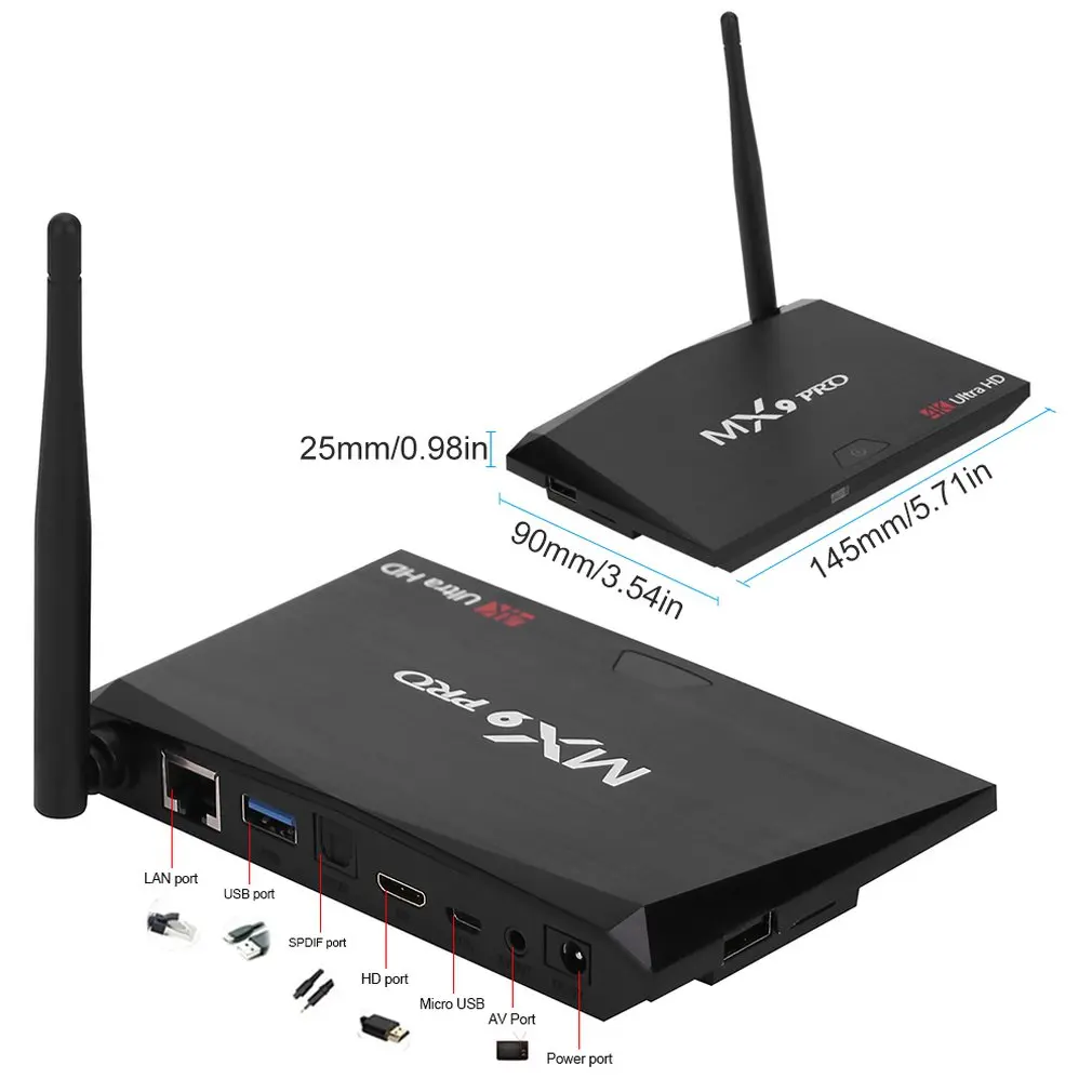 Mx9 Pro tv Box Android 8,1 Rk3328 четырехъядерный 2,4g/5g Wifi 4,1 Slimme приставка Hdr10 4 K Mediaspeler