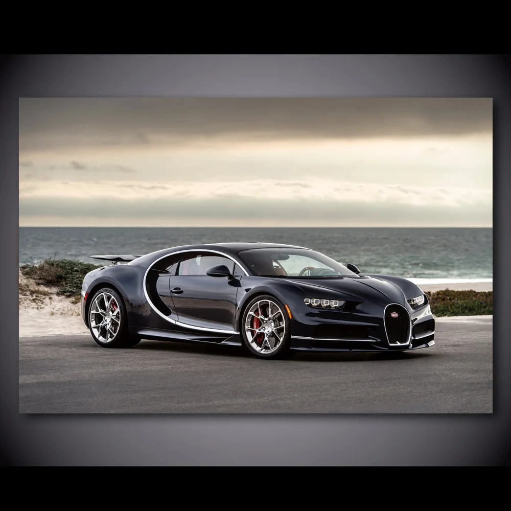 BUGATTI Chiron черный металлик роскошный автомобиль настенные художественные плакаты
